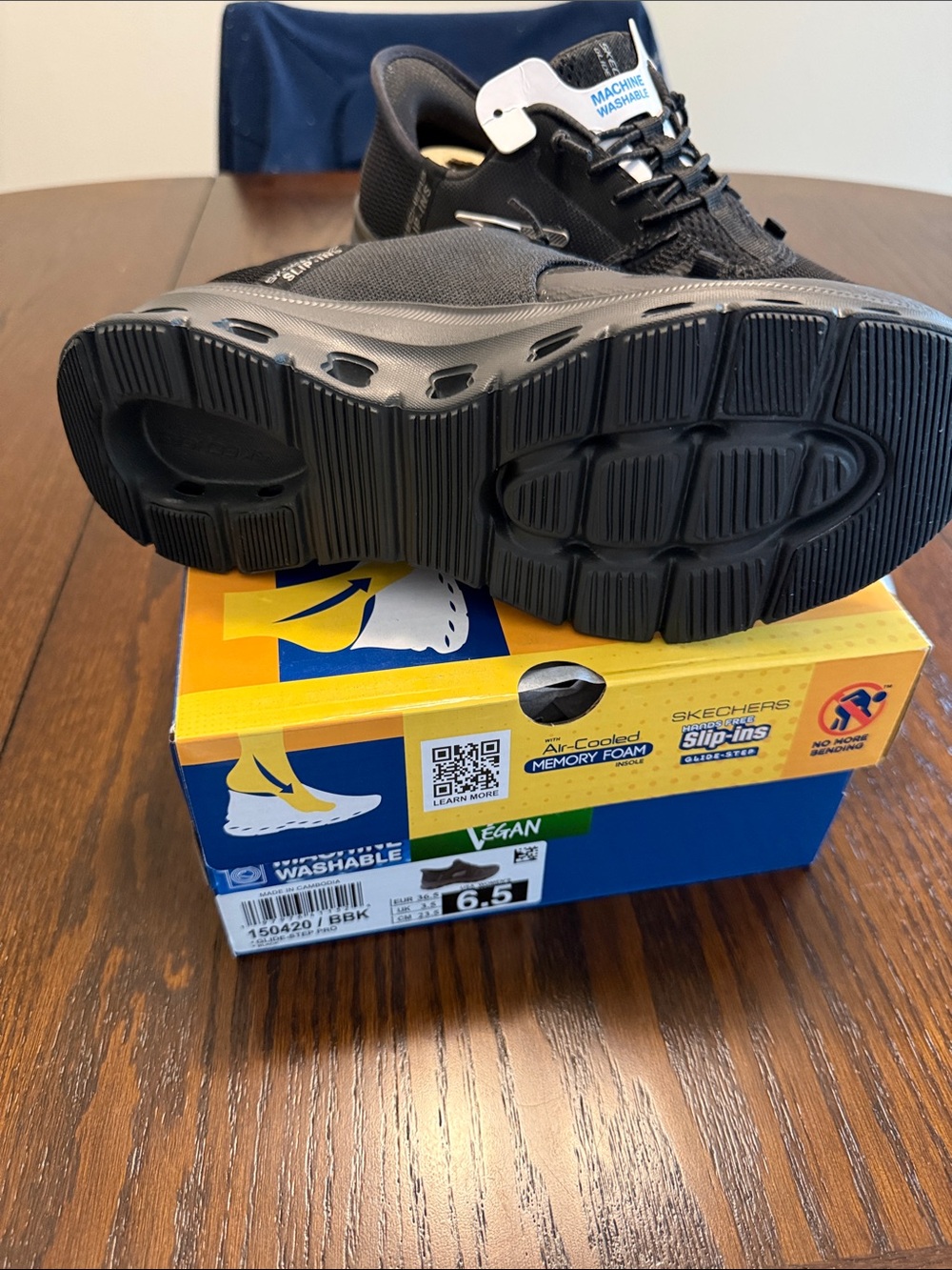 Skechers Black Athletic Slip-On Mesh Sneakers - Picture 2 of 3